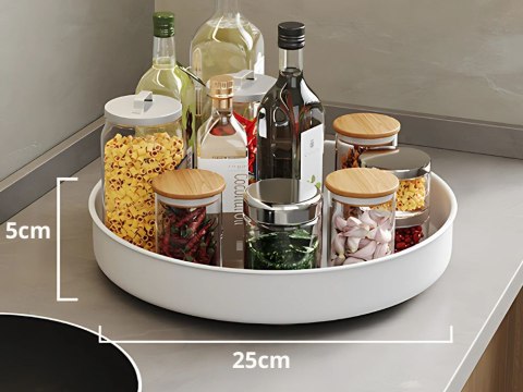 Organizer obrotowy taca uniwersalna 25cm kuchnia łazienka przyprawy biała