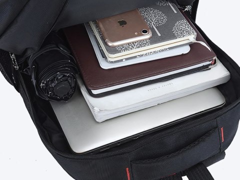 Plecak miejski szkolny młodzieżowy sportowy 15l czarny 3 komory na laptopa