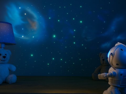 Projektor gwiazd astronauta lampka nocna rzutnik dla dziecka kosmos muzyka