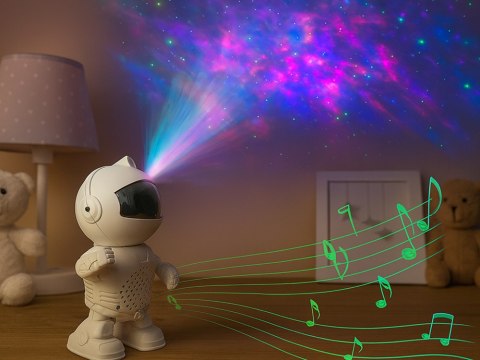 Projektor gwiazd astronauta lampka nocna rzutnik dla dziecka kosmos muzyka