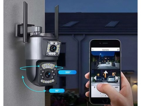 Kamera z dwoma obiektywami wifi zewnętrzna obrotowa wifi detektor ruchu ip