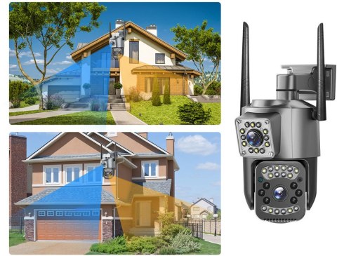 Kamera z dwoma obiektywami wifi zewnętrzna obrotowa wifi detektor ruchu ip