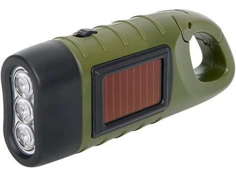 LATARKA DYNAMO SOLARNA 3 LED KINETYCZNA RĘCZNA NAKRĘCANA NA KORBKĘ KLIPS