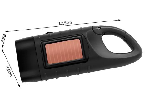 LATARKA DYNAMO SOLARNA 3 LED KINETYCZNA RĘCZNA NAKRĘCANA NA KORBKĘ KLIPS