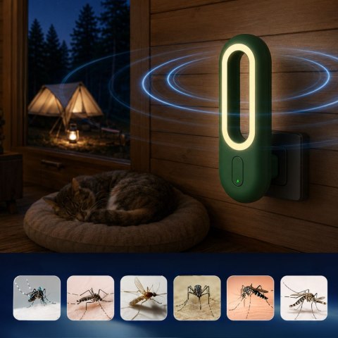 Odstraszacz ultradźwiękowy elektryczny na owady komary insekty lampka nocna