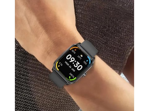 Smartwatch zegarek damski męski gumowy pasek sport bluetooth rozmowy czarny