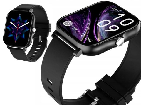 Smartwatch zegarek damski męski gumowy pasek sport bluetooth rozmowy czarny