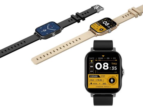 Smartwatch zegarek damski męski gumowy pasek sport bluetooth rozmowy czarny