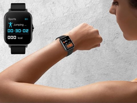 Smartwatch zegarek damski męski gumowy pasek sport bluetooth rozmowy czarny