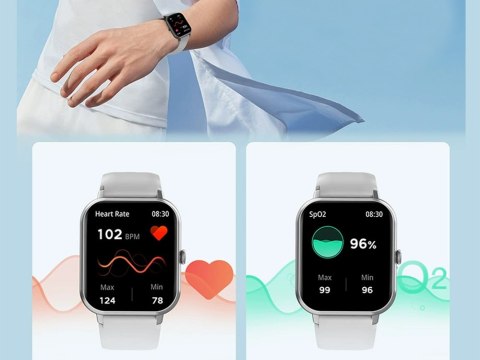 Smartwatch zegarek damski męski gumowy pasek sport bluetooth rozmowy szary