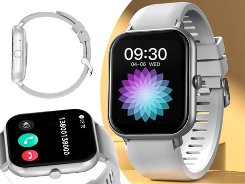 Smartwatch zegarek damski męski gumowy pasek sport bluetooth rozmowy szary