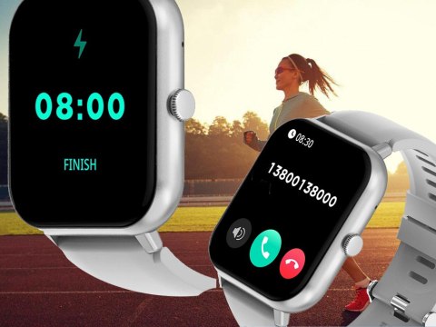 Smartwatch zegarek damski męski gumowy pasek sport bluetooth rozmowy szary