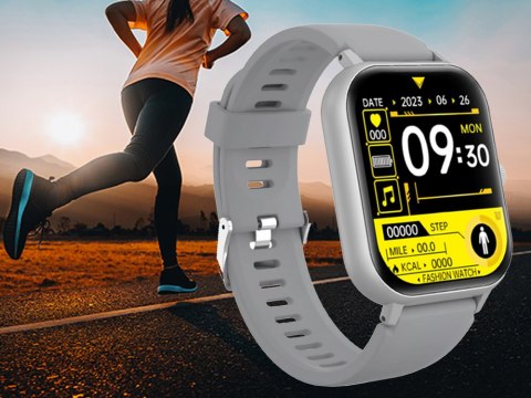 Smartwatch zegarek damski męski gumowy pasek sport bluetooth rozmowy szary