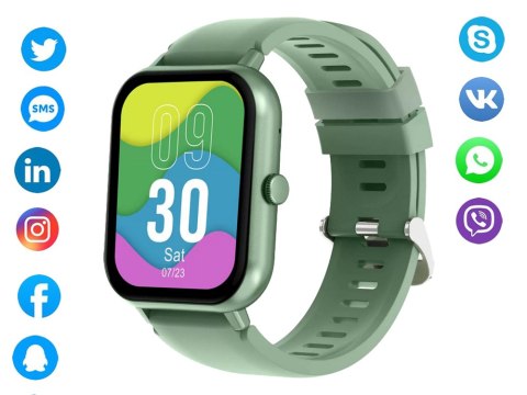 Smartwatch zegarek damski męski gumowy pasek sport bluetooth rozmowy zieleń
