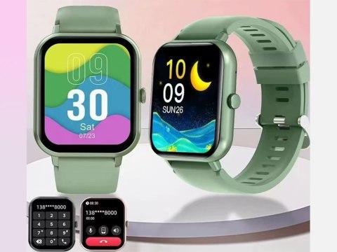 Smartwatch zegarek damski męski gumowy pasek sport bluetooth rozmowy zieleń