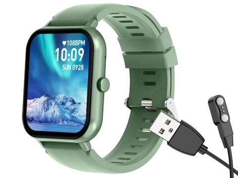 Smartwatch zegarek damski męski gumowy pasek sport bluetooth rozmowy zieleń