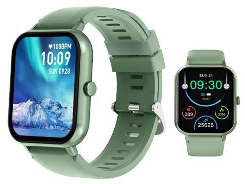 Smartwatch zegarek damski męski gumowy pasek sport bluetooth rozmowy zieleń