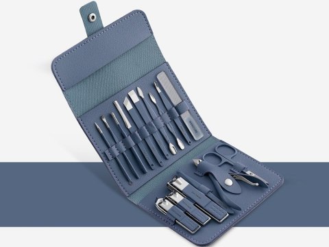 Zestaw do paznokci przybornik manicure pedicure etui cążki 16 elementów