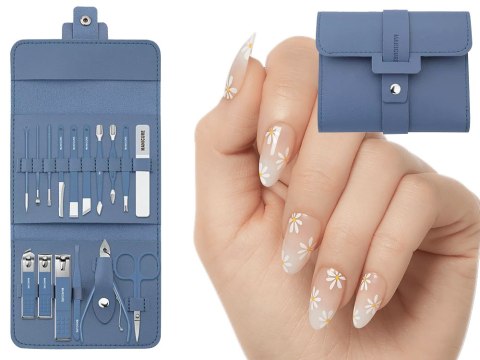 Zestaw do paznokci przybornik manicure pedicure etui cążki 16 elementów