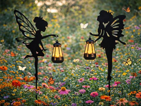 2 x LAMPA SOLARNA OZDOBNA Z CZUJNIKIEM ZMIERZCHU OZDOBA WRÓŻKI ELF LAMPION