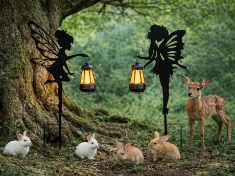 2 x LAMPA SOLARNA OZDOBNA Z CZUJNIKIEM ZMIERZCHU OZDOBA WRÓŻKI ELF LAMPION