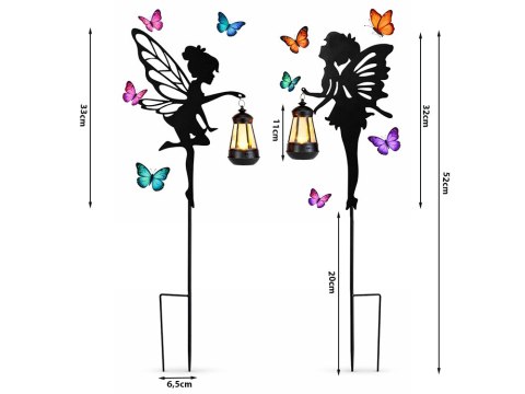 2 x LAMPA SOLARNA OZDOBNA Z CZUJNIKIEM ZMIERZCHU OZDOBA WRÓŻKI ELF LAMPION