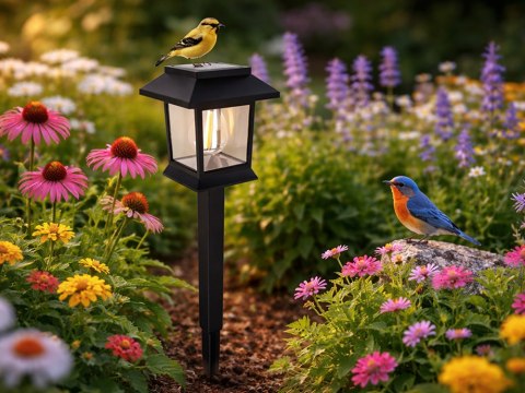 2 x LAMPA SOLARNA Z CZUJNIKIEM ZMIERZCHU RUCHU WBIJANA WODOODPORNA OZDOBNA