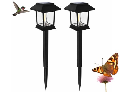 2 x LAMPA SOLARNA Z CZUJNIKIEM ZMIERZCHU RUCHU WBIJANA WODOODPORNA OZDOBNA