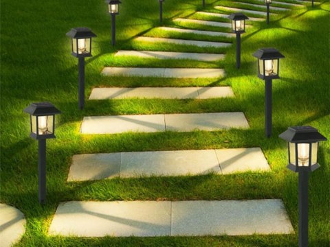 2 x LAMPA SOLARNA Z CZUJNIKIEM ZMIERZCHU RUCHU WBIJANA WODOODPORNA OZDOBNA