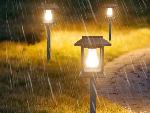 2 x LAMPA SOLARNA Z CZUJNIKIEM ZMIERZCHU RUCHU WBIJANA WODOODPORNA OZDOBNA