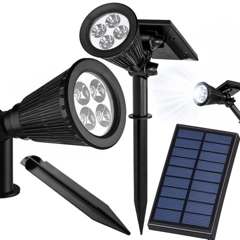 LAMPA OGRODOWA SOLARNA WBIJANA LAMPKA 4 LED 3 TRYBY CZUJNIK ZMIERZCHU