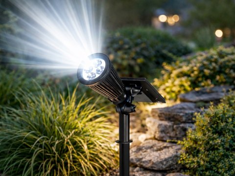 LAMPA OGRODOWA SOLARNA WBIJANA LAMPKA 4 LED 3 TRYBY CZUJNIK ZMIERZCHU