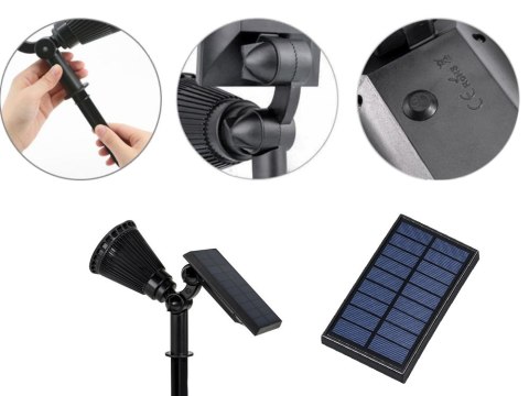 LAMPA OGRODOWA SOLARNA WBIJANA LAMPKA 4 LED 3 TRYBY CZUJNIK ZMIERZCHU