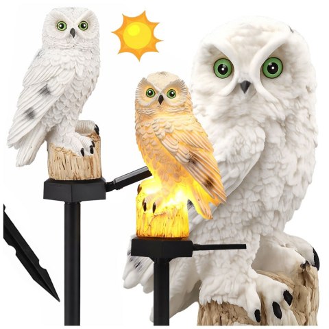 LAMPA SOLARNA LED SOWA OGRODOWA DUŻA LAMPKA WBIJANA DEKORACJA DO OGRODU