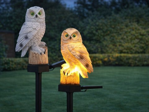 LAMPA SOLARNA LED SOWA OGRODOWA DUŻA LAMPKA WBIJANA DEKORACJA DO OGRODU