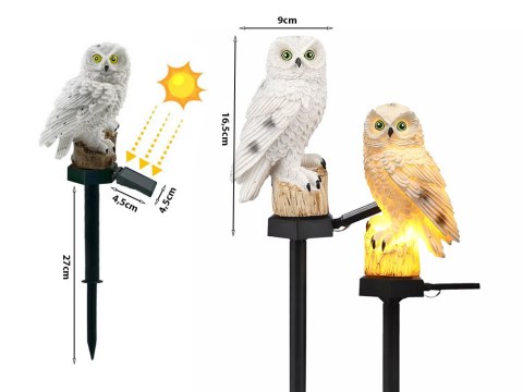 LAMPA SOLARNA LED SOWA OGRODOWA DUŻA LAMPKA WBIJANA DEKORACJA DO OGRODU