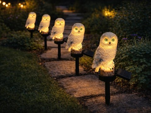 LAMPA SOLARNA LED SOWA OGRODOWA DUŻA LAMPKA WBIJANA DEKORACJA DO OGRODU