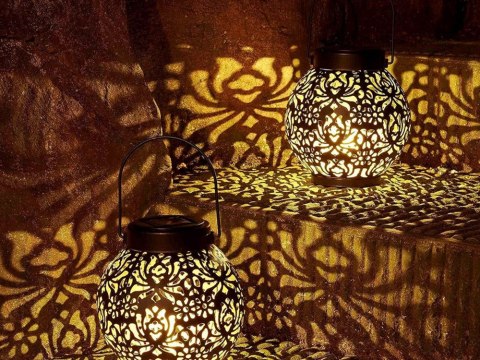LAMPION SOLARNY OZDOBNY LED LATARNIA SŁONECZNA CZARNA WISZĄCA LAMPA