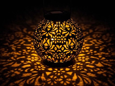 LAMPION SOLARNY OZDOBNY LED LATARNIA SŁONECZNA CZARNA WISZĄCA LAMPA