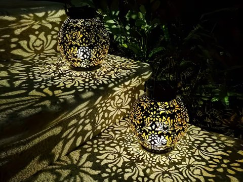 LAMPION SOLARNY OZDOBNY LED LATARNIA SŁONECZNA CZARNA WISZĄCA LAMPA