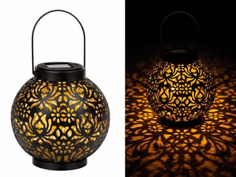 LAMPION SOLARNY OZDOBNY LED LATARNIA SŁONECZNA CZARNA WISZĄCA LAMPA