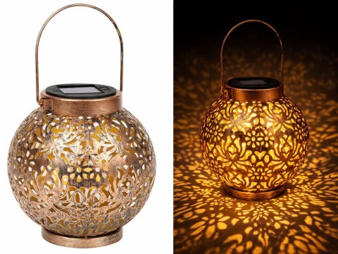 LAMPION SOLARNY OZDOBNY LED LATARNIA SŁONECZNA ZŁOTA MIEDZIANA WISZĄCA