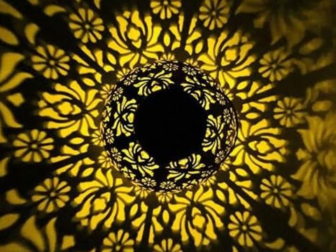 LAMPION SOLARNY OZDOBNY LED LATARNIA SŁONECZNA ZŁOTA MIEDZIANA WISZĄCA