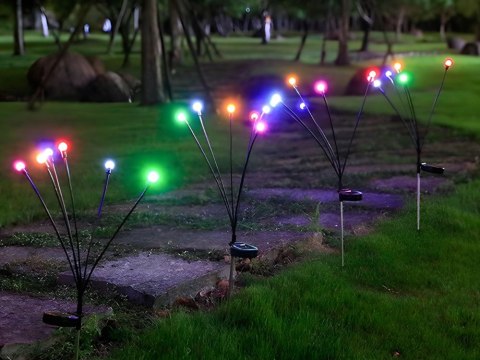 LAMPKI OGRODOWE SOLARNE KULECZKI 2 SZTUKI PO 6 LAMPEK LED RGB DŁUGIE 70 CM