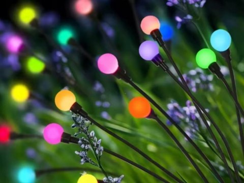 LAMPKI OGRODOWE SOLARNE KULECZKI 2 SZTUKI PO 6 LAMPEK LED RGB DŁUGIE 70 CM
