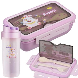 Lunchbox śniadaniówka pojemnik na śniadanie obiad sztućce z bidonem zestaw