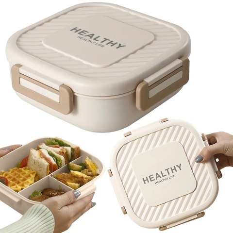 Lunchbox śniadaniówka pojemnik na śniadanie obiad z przegródkami sztućce