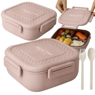 Lunchbox śniadaniówka pojemnik na śniadanie obiad z przegródkami sztućce