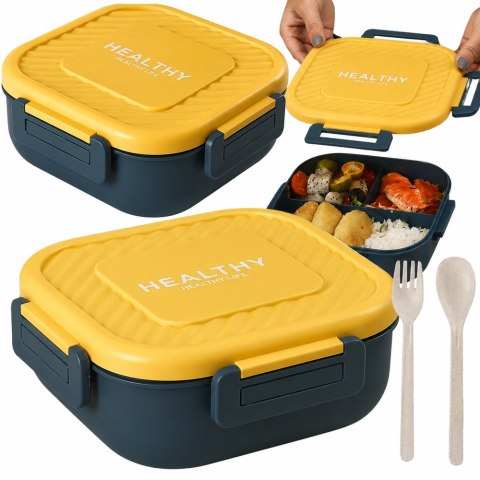 Lunchbox śniadaniówka pojemnik na śniadanie obiad z przegródkami sztućce