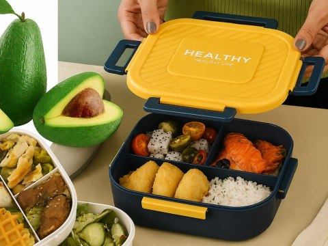 Lunchbox śniadaniówka pojemnik na śniadanie obiad z przegródkami sztućce